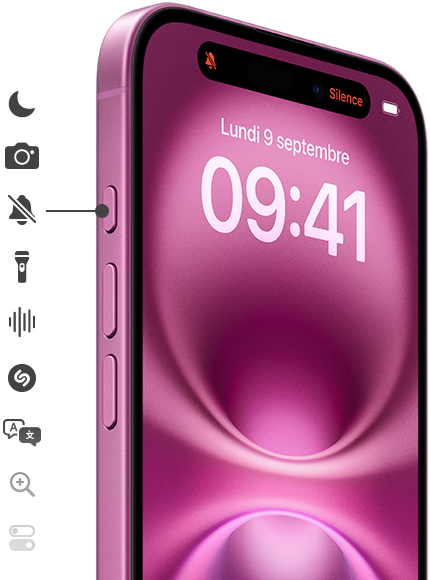 Il suffit d’appuyer de façon prolongée sur le bouton Action de l’iPhone 16 pour déclencher l’action souhaitée : fonctionnalité Concentration, app Appareil photo, mode Silence, lampe torche, Dictaphone, Shazam et autres